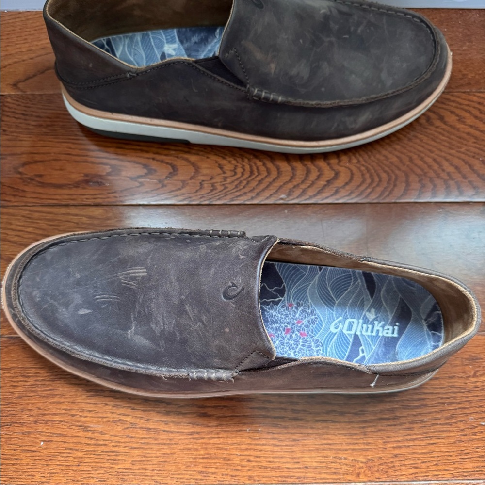 OluKai Men's Dark Brown Slip-On Loafers - Picture 5 of 6